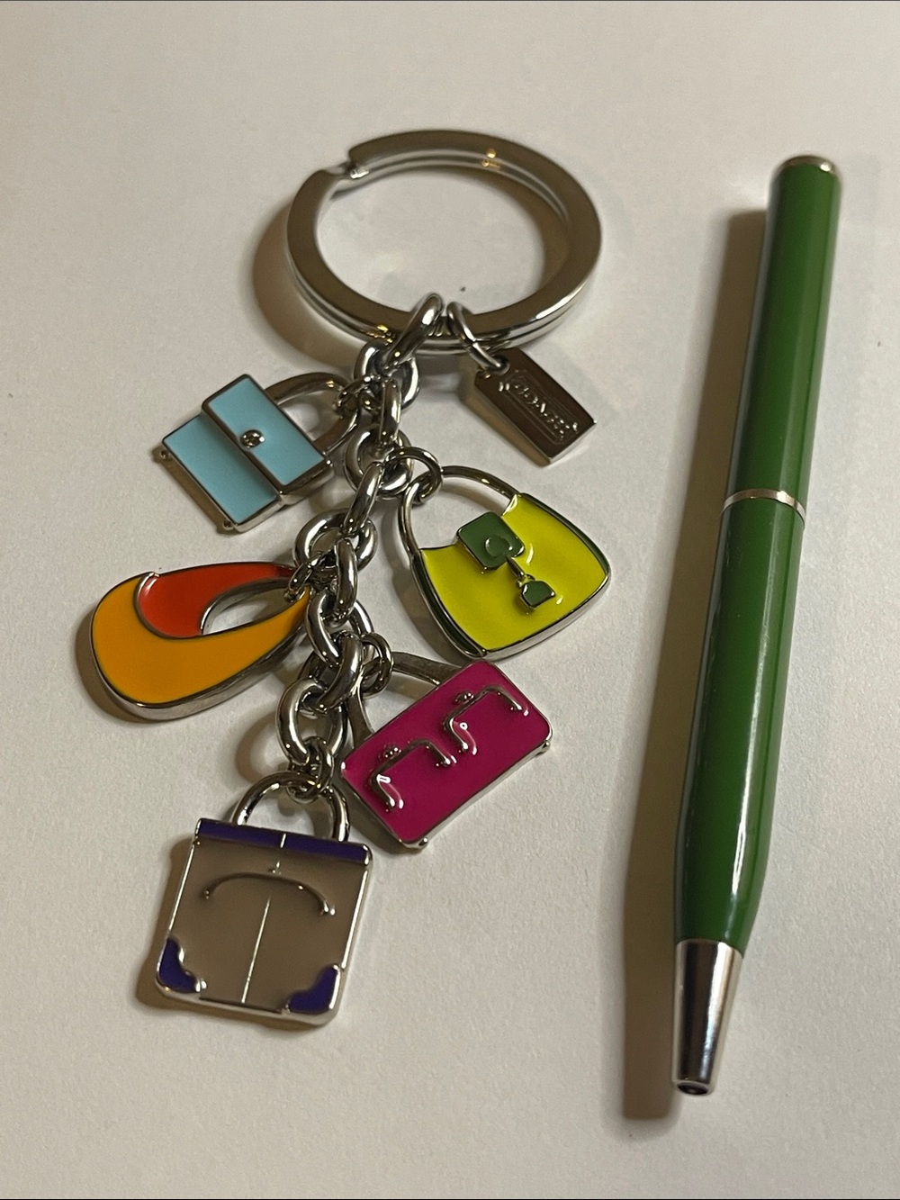 Coach Colorful Enamel Handbag Charm Keychain and Coach Pen